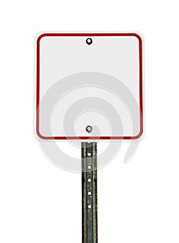 Blank Square White Red Traffic Sign