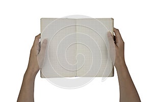 A blank squared notebook in female hands