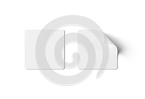 Blank squared sticker mockup isolated. Square label template. 3D rendering