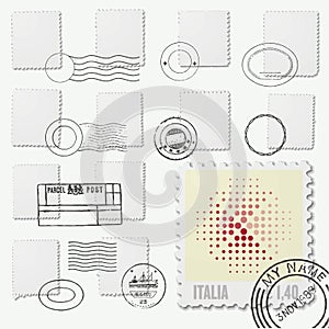 Blank stamp frames with irregular edges collection