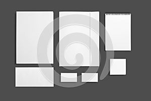 Blank Stationery set isolated on grey