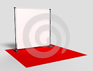 Blank Step and Repeat Telescoping Backdrop Banner. 3d render illustration.