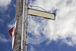 Blank street sign on a lamppost