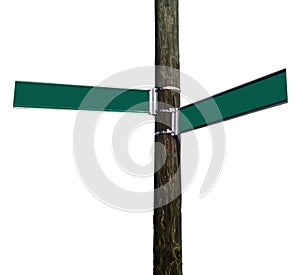 Blank Street Signs Attached to Telephone Pole