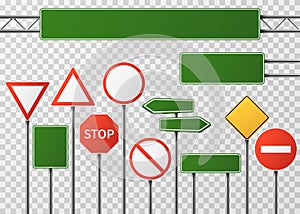 Blank street traffic and road signs vector set isolated