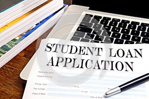 Blank student loan application on desktop