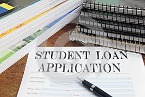 Blank student loan application on desktop