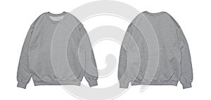Blank sweatshirt color grey template front and back view