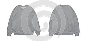 Blank sweatshirt color grey template front and back view photo