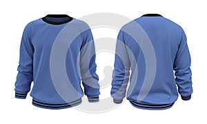 Blank sweatshirt mock up in front, and back views, isolated on gray, 3d illustration