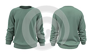 Blank sweatshirt mock up template in front, and back views, isolated on white, 3d illustration