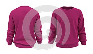 Blank sweatshirt mock up template in front, and back views, isolated on white, 3d illustration