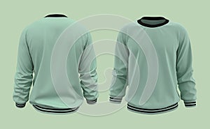 Blank sweatshirt mock up template in front, and back views, isolated on white, 3d illustration