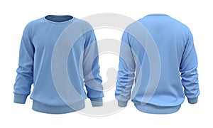 Blank sweatshirt mock up template in front, and back views, isolated on white, 3d illustration