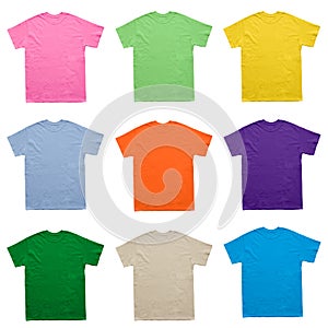 Blank T Shirt color set template on white background