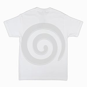 Blank t-shirt color white template back view isolated on white background.