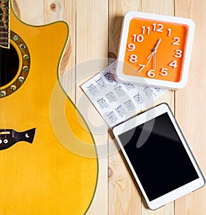 Blank Tablet with Guitar instrument for Music Contents