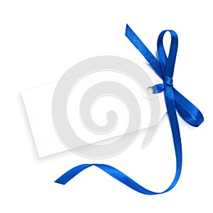 Blank Tag with Blue Ribbon