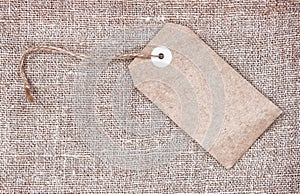 Blank tag retro style on sackcloth