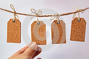 Blank tag with string, price tag, gift tag.