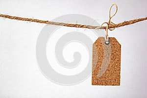 Blank tag with string, price tag, gift tag.