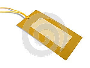 Blank tag tied with yellow string