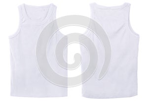 Blank tank top color white front and back view