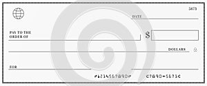 Blank template of the bank check.