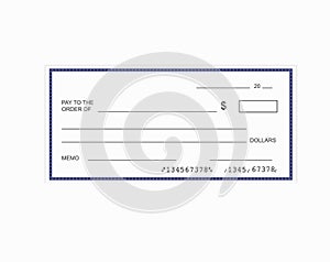 Blank template of the bank check