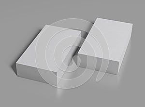 Blank template black Business Cards on gray background. 3D rendering.