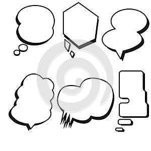Blank template comic text speech bubble set