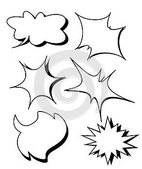 Blank template comic text speech bubble star set