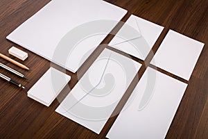 Blank Template. Consist of Business cards, letterhead a4, pen, e photo