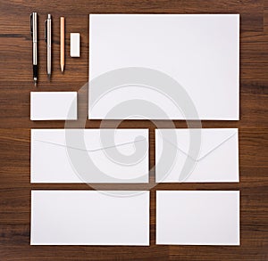 Blank Template. Consist of Business cards, letterhead a4, pen, e photo