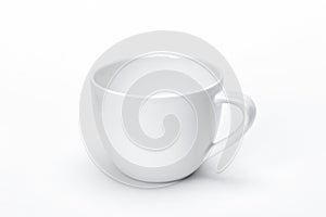 Blank template porcelain tableware for your design, white ceramic tea mug white background