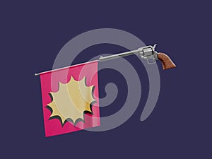 Blank Template Toy Pistol Revolver Gun Bang Fun Scam Joke Danger 3D Illustration
