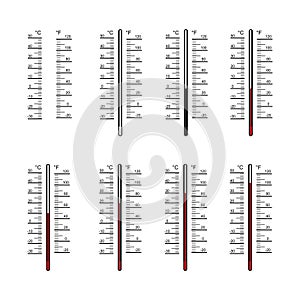 Blank of thermometers and different levels vector photo