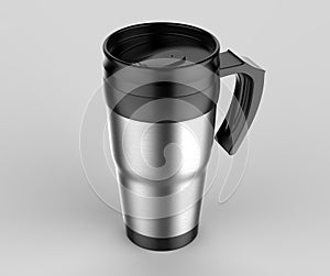 Blank thermos travel tumbler mug for design presentation or mock up design. 3d render illustration.