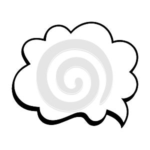 Blank Thought Bubble Cloud Outline Icon Isolated on White Background, Comic Speech Balloon Template Vector Illustration
