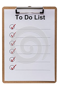 Blank and ticked-to-do list in front of white background