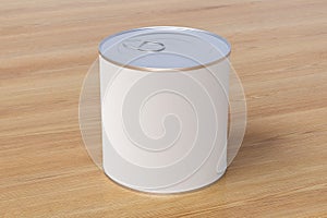 Blank tin can food container with easy open pull ring