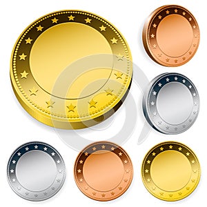 Blank token coins set with copy space