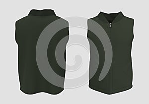 Blank track vest jacket mockup in front and back views