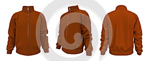 Blank tracksuit top mockup, track side and back views, 3d illustration, 3d rendering