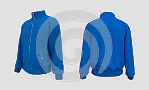 Blank tracktop jacket mockup in side and back views