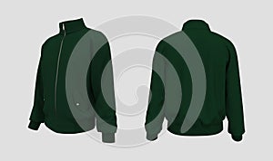 Blank tracktop jacket mockup in front, side and back views