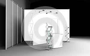 Blank trade show booth for designers 3D rendering