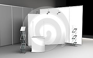 Blank trade show booth for designers 3D rendering
