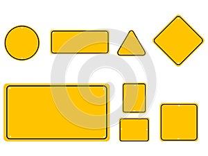 Blank traffic road sign Set. Sign Street yellow. Vector Illustration