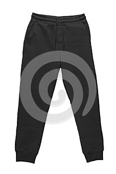 Blank training jogger pants color black front view